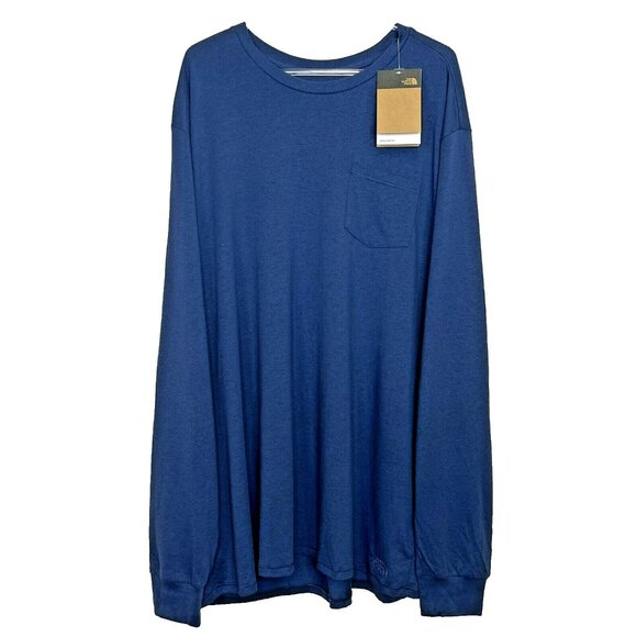 The North Face Shirt Mens Size XXL 2XL Long Sleeve Pocket Pullover Blue NWT NEW - Picture 1 of 4